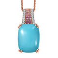 D'Joy Sleeping Beauty Turquoise, Multi Gemstone Pendant Necklace in 18K Vermeil RG Over Sterling Silver 7.75 ctw (20 Inches) (Del. in 7-10 Days) - Sticky add to cart bar
