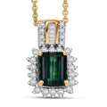 Luxoro AAAA Monte Belo Indicolite and I2 Diamond 1.30 ctw Royal Elegance Pendant Necklace 20 Inches in 14K Yellow Gold - Sticky add to cart bar
