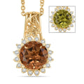 EverTrue Autumn Alexite, White Zircon Pendant in 18K YG Plated with ION Plated YG Stainless Steel Necklace 4.00 ctw (20 Inches) - Sticky add to cart bar