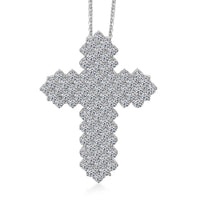 Luxuriant Lab Grown Diamond G SI 4.36 ctw Cross Pendant Necklace in Sterling Silver 16-18 Inches