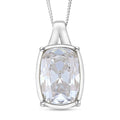 D'Joy Old Mine Cut Moissanite (Cush 16x11mm) Pendant Necklace (18 Inches) in Rhodium Over Sterling Silver 10.00 ctw - Sticky add to cart bar