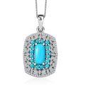D'Joy Sleeping Beauty Turquoise, Moissanite Pendant Necklace in Rhodium Over Sterling Silver 3.25 ctw (20 Inches) - Sticky add to cart bar
