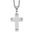 Lord Prayer Cross Pendant Necklace (22 Inches) in Stainless Steel - Sticky add to cart bar
