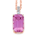 Certified & Appraised AAA Martha Rocha Kunzite and Luxuriant Lab Grown Diamond E-F VS 14.00 ctw Pendant Necklace in 10K Rose Gold 18 Inches - Sticky add to cart bar