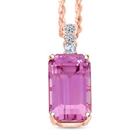 Certified & Appraised AAA Martha Rocha Kunzite and Luxuriant Lab Grown Diamond E-F VS 14.00 ctw Pendant Necklace in 10K Rose Gold 18 Inches