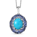 D'Joy Sleeping Beauty Turquoise, Multi Gemstone Pendant Necklace in Rhodium Over Sterling Silver 4.50 ctw (20 Inches) - Sticky add to cart bar