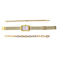 Strada Austrian Crystal Japanese Movement  Fake MOP Dial Watch and 2 Pcs Goltone Bracelet (7-7.5In) - Sticky add to cart bar