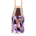 D'Joy Premium Rose De France Amethyst, Multi Gemstone Crown of the Two Forces Pendant Necklace (20 Inches) in 18K Vermeil RG Over Sterling Silver 14.10 ctw - Sticky add to cart bar