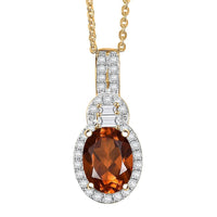 D'Joy AAA Ceylon Honey Garnet, Moissanite Pendant Necklace in 18K Vermeil YG Over Sterling Silver 1.80 ctw (20 Inches)