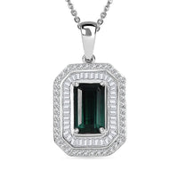 Luxoro AAA Pirineu Lagoon Tourmaline, Diamond Pendant Necklace in 14K White Gold 2.50 ctw (20 Inches)