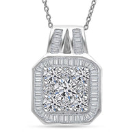 Luxuriant Lab Grown Diamond Pendant Necklace in Rhodium Over Sterling Silver 2.00 ctw (20 Inches)