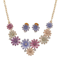 Ankur's Treasure Chest Deal Austrian Crystal, Multi Color Enameled Floral Necklace (20.5-22.5 Inches) and Earrings in Goldtone