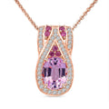 TLV D'Joy Martha Rocha Kunzite, Multi Gemstone Pendant Necklace (20 Inches) in 18K Vermeil RG Over Sterling Silver 3.25 ctw - Sticky add to cart bar