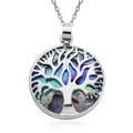 Abalone Shell Tree of Life Pendant Necklace in Silvertone 20-22 Inches - Sticky add to cart bar