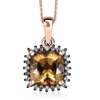 D'Joy Marialite, White and Champagne Zircon Art Deco Pendant Necklace  in 18K Vermeil RG Over Sterling Silver 3.10 ctw (20 Inches)