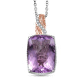 EverTrue Rose De France Amethyst, White Zircon Pendant in Platinum Bond with Stainless Steel Necklace (20 Inches) 20.50 ctw - Sticky add to cart bar