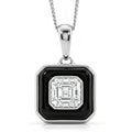 D'Joy Asscher Cut Moissanite and Black Jade (D) 3.35 ctw Midnight Spark Pendant Necklace in Rhodium Over Sterling Silver 18 Inches - Sticky add to cart bar