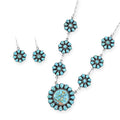 2 Piece Set - Santa Fe Style Kingman Turquoise, Multi Gemstone Necklace (20 Inches) and Earrings in Sterling Silver 15.30 ctw - Sticky add to cart bar
