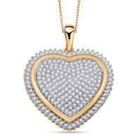 Diamond Heart Pendant Necklace in 14K YG Over Sterling Silver 2.00 ctw (18 Inches)