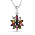 D'Joy Multi Tourmaline Pendant Necklace in Rhodium Over Sterling Silver 0.90 ctw (20 Inches) - Sticky add to cart bar