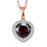 D'Joy Mozambique Garnet and Moissanite 4.00 ctw Heartfire Glow Pendant Necklace in 18K Vermeil Rose Gold Over Sterling Silver 20 Inches