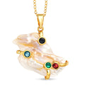 White Keshi Pearl, Simulated Multi Color Diamond Pendant Necklace (20 Inches) in Goldtone - Sticky add to cart bar