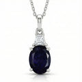 D'Joy Catalina Iolite, Moissanite Pendant Necklace in Rhodium Over Sterling Silver 1.65 ctw (20 Inches) - Sticky add to cart bar