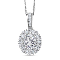 D'Joy Moissanite 2.85 ctw Sparkburst Pendant Necklace in Rhodium Over Sterling Silver 20 Inches