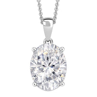 D'Joy Moissanite 10.10 ctw Eternal Solitaire Pendant Necklace in Rhodium Over Sterling Silver 20 Inches