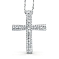 D'Joy Diamond Eternal Radiance Cross Pendant Necklace (20 Inches) in Rhodium Over Sterling Silver 0.50 ctw