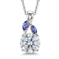 D'Joy Moissanite and Tanzanite 2.10 ctw Twilight Spark Pendant Necklace in Rhodium Over Sterling Silver 20 Inches - Sticky add to cart bar
