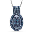 D'Joy Blue Diamond (IR) Cocktail Cluster Pendant Necklace (20 Inches) in Rhodium Over Sterling Silver 1.00 ctw - Sticky add to cart bar