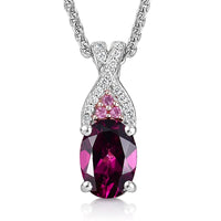 D'Joy Radiant Ember Garnet and Multi Gemstone 1.10 ctw Infinity Pendant Necklace in Rhodium Over Sterling Silver 20 Inches