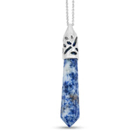 Sodalite Pendant in Silvertone with Stainless Steel Necklace (20 Inches) 36.00 ctw