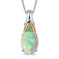 D'Joy Premium Ethiopian Welo Opal, Tsavorite Garnet Pendant Necklace (20 Inches) in 18K Vermeil YG and Rhodium Over Sterling Silver 2.00 ctw - Sticky add to cart bar