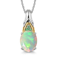 D'Joy Premium Ethiopian Welo Opal, Tsavorite Garnet Pendant Necklace (20 Inches) in 18K Vermeil YG and Rhodium Over Sterling Silver 2.00 ctw