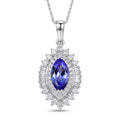 D'Joy Premium Tanzanite and Moissanite 3.00 ctw Blue Empress Pendant Necklace in Rhodium Over Sterling Silver 20 Inches - Sticky add to cart bar
