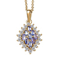 EverTrue Tanzanite and White Zircon 1.70 ctw Blue Flame Pendant in 18K YG Plated with ION Plated YG Stainless Steel Necklace 20 Inches (Del. In 8-10 Days) - Sticky add to cart bar