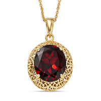 Mirage Collection Premium Mozambique Garnet 5.50 ctw Vintage Glow Pendant Necklace in 10K Yellow Gold 20 Inches