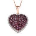D'Joy Premium Anthill Garnet and Moissanite 3.50 ctw Heart Pendant Necklace 20 Inches in 18K Vermeil Rose Gold Over Sterling Silver - Sticky add to cart bar