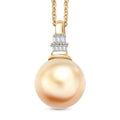 AAA South Sea Golden Cultured Pearl and Diamond I2 Signature Pendant Necklace in 10K Yellow Gold 20 Inches - Sticky add to cart bar