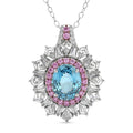 D'Joy Cambodian Blue Zircon, Multi Gemstone Pendant Necklace (20 Inches) in Rhodium Over Sterling Silver 7.65 ctw - Sticky add to cart bar
