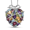 GP Premium Multi Gemstone Pendant Necklace (20 Inches) in Rhodium Over Sterling Silver 4.20 ctw - Sticky add to cart bar