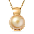 D'Joy South Sea Golden Cultured Pearl Solitaire Pendant Necklace in 18K Vermeil Yellow Gold Over Sterling Silver 20 Inches - Sticky add to cart bar