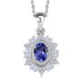 D'Joy Tanzanite and Moissanite 1.65 ctw Azure Starburst Pendant Necklace in Rhodium Over Sterling Silver 20 Inches - Sticky add to cart bar