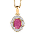 D'Joy Mozambique Ruby and Diamond Pendant Necklace in 18K Vermeil Yellow Gold Over Sterling Silver 20 Inches 1.30 ctw - Sticky add to cart bar