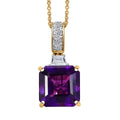 AAA Lusaka Amethyst and Luxuriant Lab Grown Diamond G-H SI 6.80 ctw Pendant Necklace in 10K Yellow Gold 20 Inches - Sticky add to cart bar