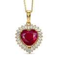 D'Joy Niassa Ruby (FF) and Moissanite 5.90 ctw Heart Pendant Necklace in 18K Vermeil Yellow Gold Over Sterling Silver 20 Inches - Sticky add to cart bar