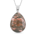 Hand-Polished Rainbow Zebra Jasper 52.00 ctw Pendant in Silvertone with Stainless Steel Necklace 20 Inches - Sticky add to cart bar