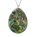 Drop Abalone Shell 16-18 Inches Pendant in Silvertone with Stainless Steel Necklace - Sticky add to cart bar